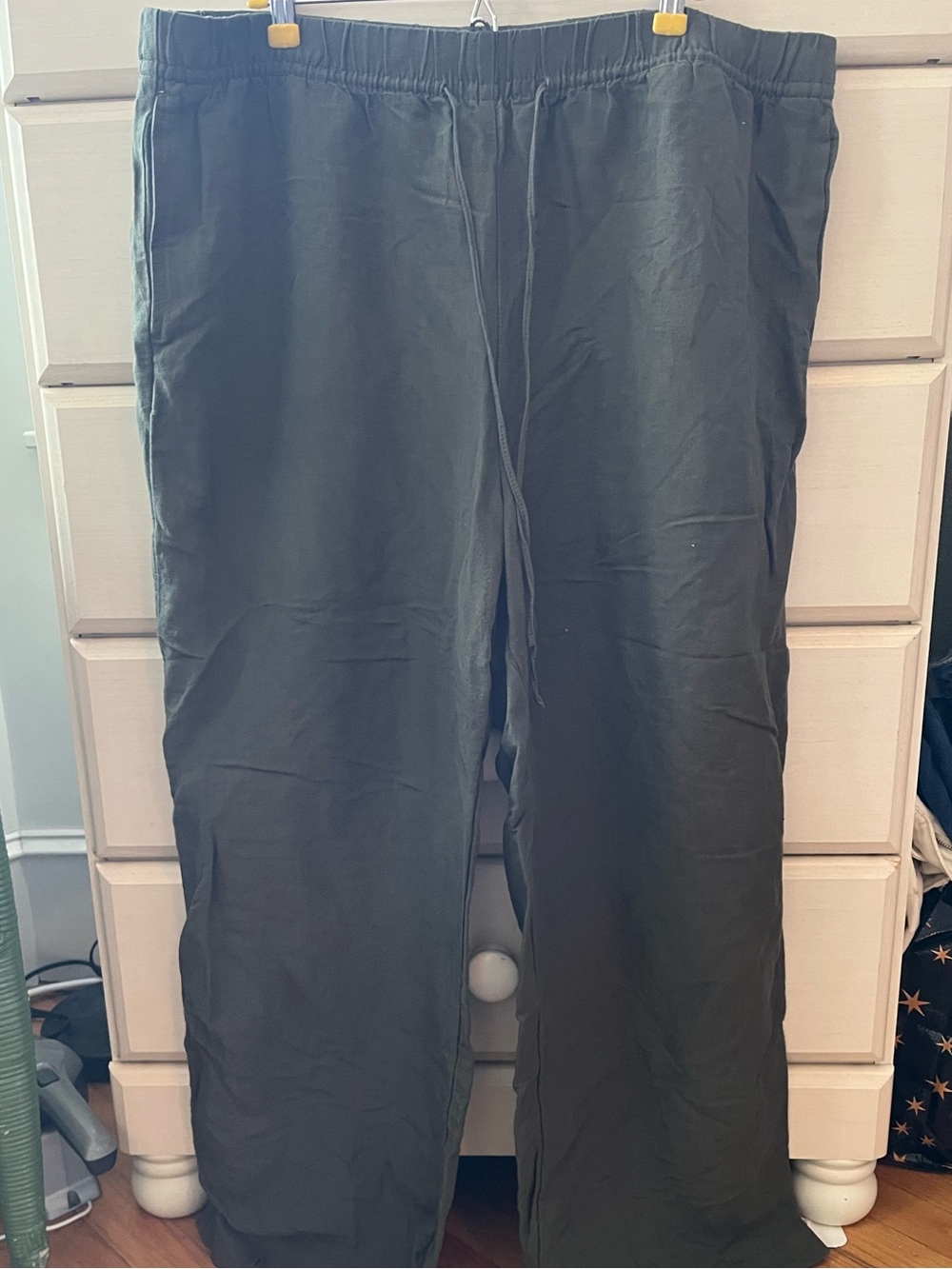 H&M Wide Leg Pants in Olive Green